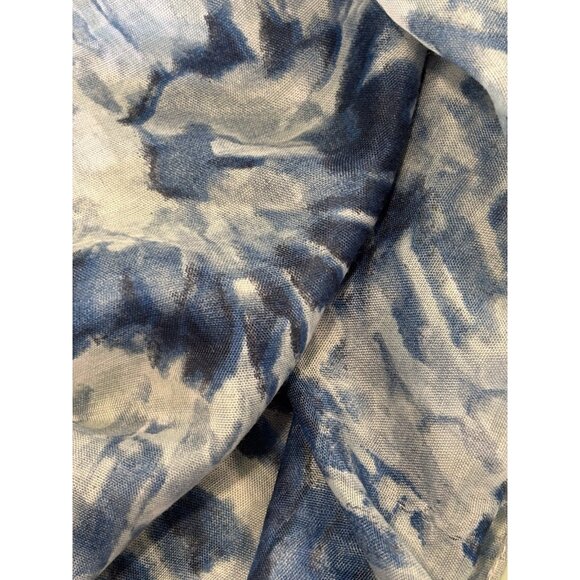 Vintage Women’s Scared Blue Wave Swirl Floral 62” Lightweight Summer Classic - Picture 6 of 6